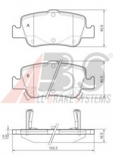 37616 A.B.S. комплект тормозных колодок 37616 A.B.S. комплект тормозных колодок